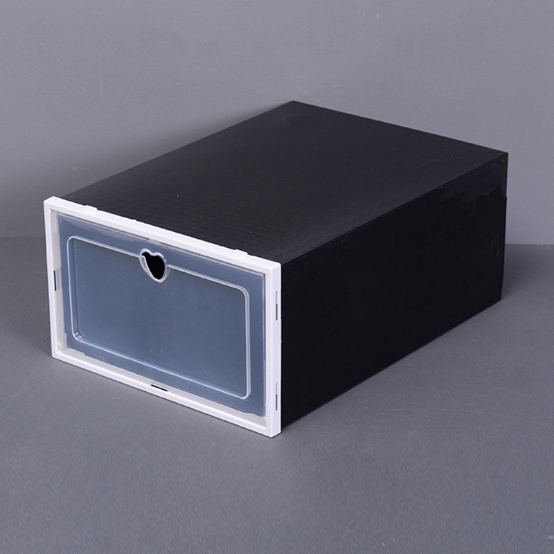 Hộp Đựng Giày Nắp Nhựa Cứng Lắp Ráp Thông Minh (Trắng nắp trái tim)