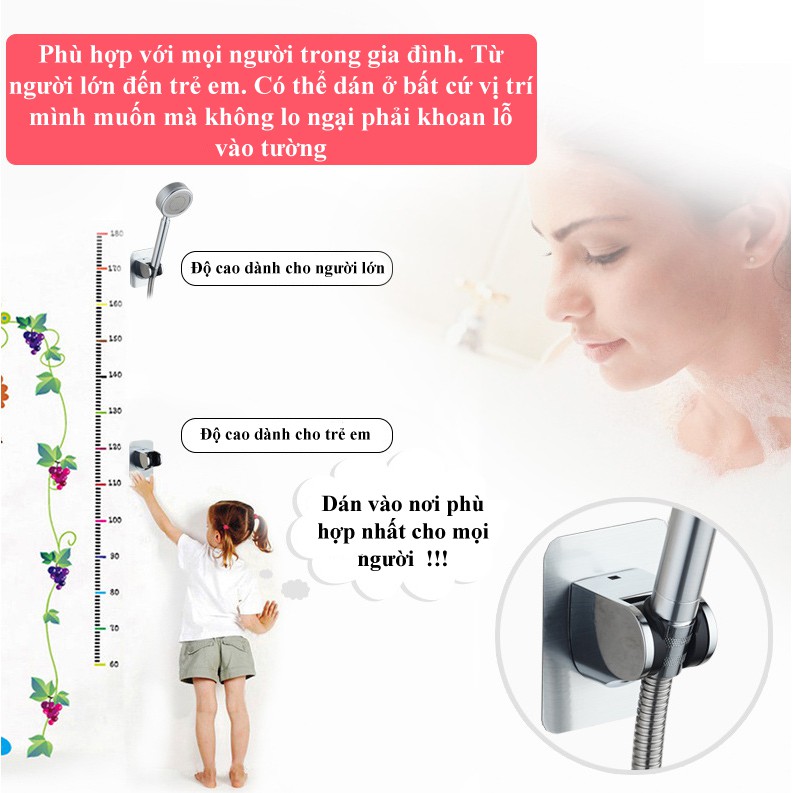 Giá đỡ Vòi sen Gắn Tường, Vòi Xịt Nhà Vệ Sinh Dán Tường Latimax Điều chỉnh Lực Xoay 7 Cấp Độ