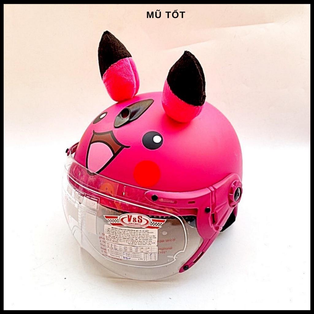Mũ bảo hiểm nửa đầu cho bé có kính - siêu nhẹ - lớp lót thông hơi - dành cho bé từ 3 đến 6 tuổi - Pikachu vàng
