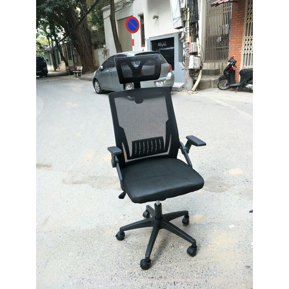 Ghế Văn Phòng Cao Cấp, chân xoay, tay gập, có tựa đầu TM04