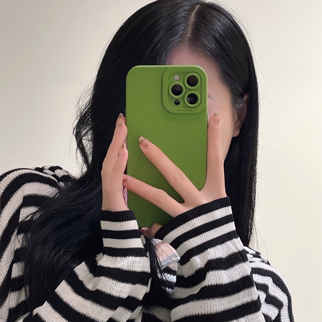 Ốp Điện Thoại Chống Sốc Màu Xanh Bạc Hà Thời Trang Cho iPhone 13 / 12 / 11 / X / 8 / 7P