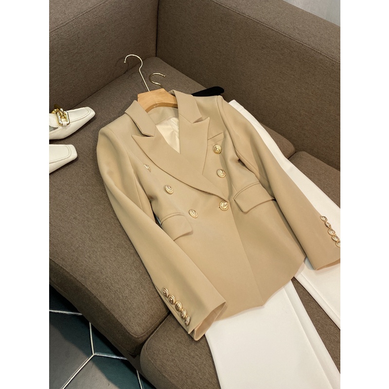 Áo khoác vest blazer nữ màu da nude túi cơi ngưc QUYNH DESIGN AV014