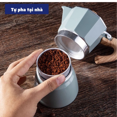 Bình pha cà phê ấm pha cafe quai gỗ dụng cụ pha cà phê đậm đà chuẩn vị truyền thống hiện đại cao cấp