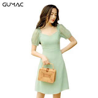 Đâm nữ caro nơ vai GUMAC MS08987_XANH