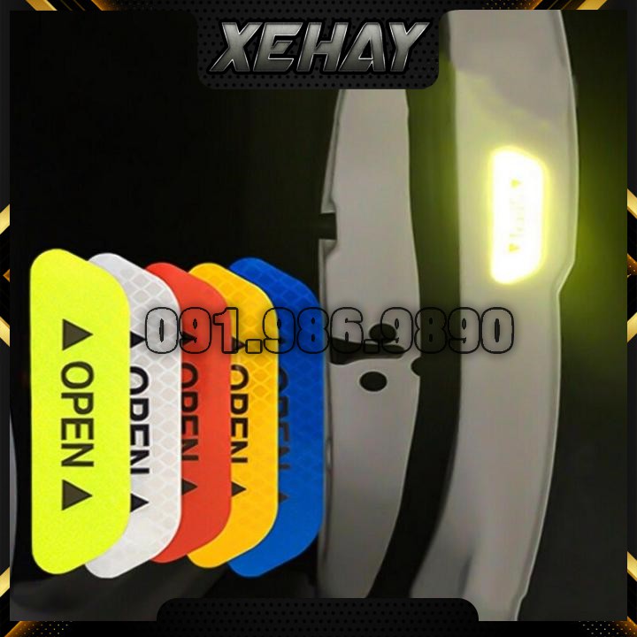 ⚡️FLASH SALE⚡️ Bộ 4 decal dán phản quang OPEN cánh cửa xe ô tô - Phản Quang báo hiệu cửa xe đang mở loại tốt nhiều màu t