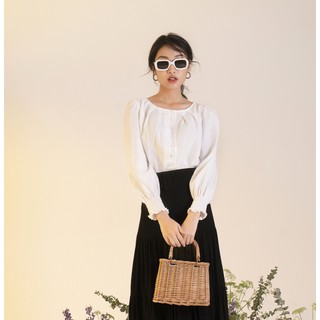 DOTTIE - Áo Xếp Ly Trắng Nữ T2512