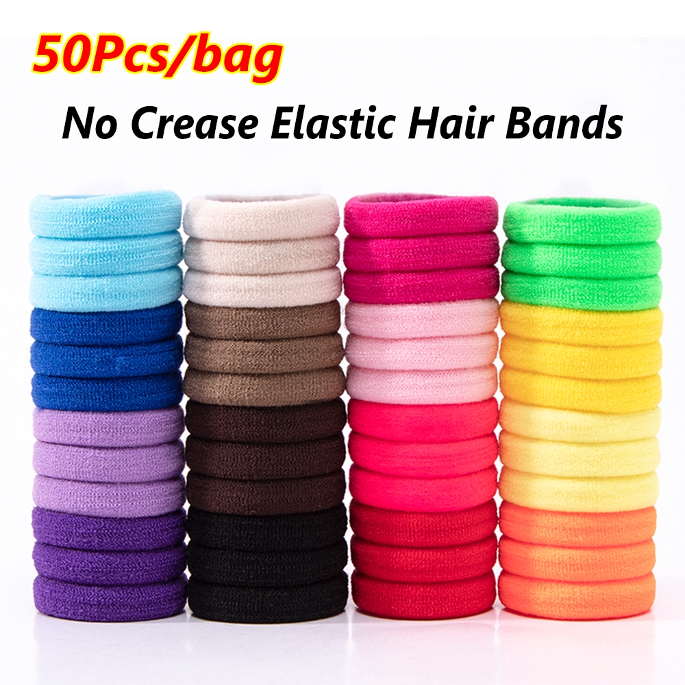 Set 50 dây cột tóc co giãn nhiều màu thời trang cho nữ