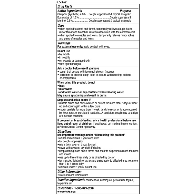 Dầu Bôi Ấm Ngực Vicks VapoRub Của Mỹ