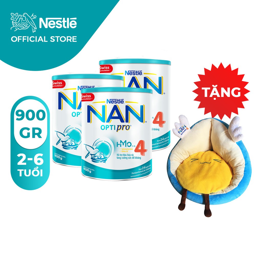 [Tặng 1 Sofa Thiên Thần] Combo 3 Lon Sữa Bột Nestle NAN Optipro 4 900gr/lon