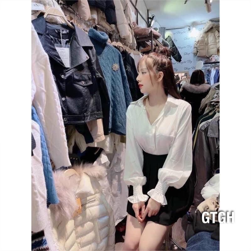 Áo sơmi trắng tay chun