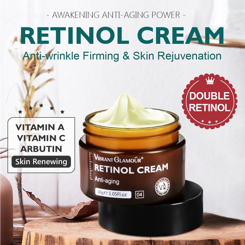 Bộ kem dưỡng mặt retinol VIBRANT GLAMOUR + serum mắt retinol làm săn chắc collagen chống nhăn dưỡng ẩm cao cấp