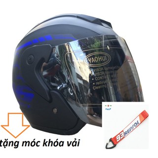 Mũ Bảo hiểm 3/4 BOPA có kính ( màu xanh dương ) -Chuẩn DOT Châu Âu TẶNG MÓC KHÓA VẢI
