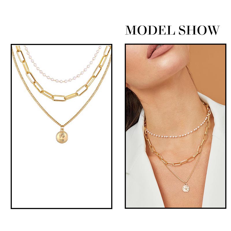 Vòng Cổ Choker Nhiều Lớp Đính Ngọc Trai Thời Trang Phong Cách Vintage | BigBuy360 - bigbuy360.vn