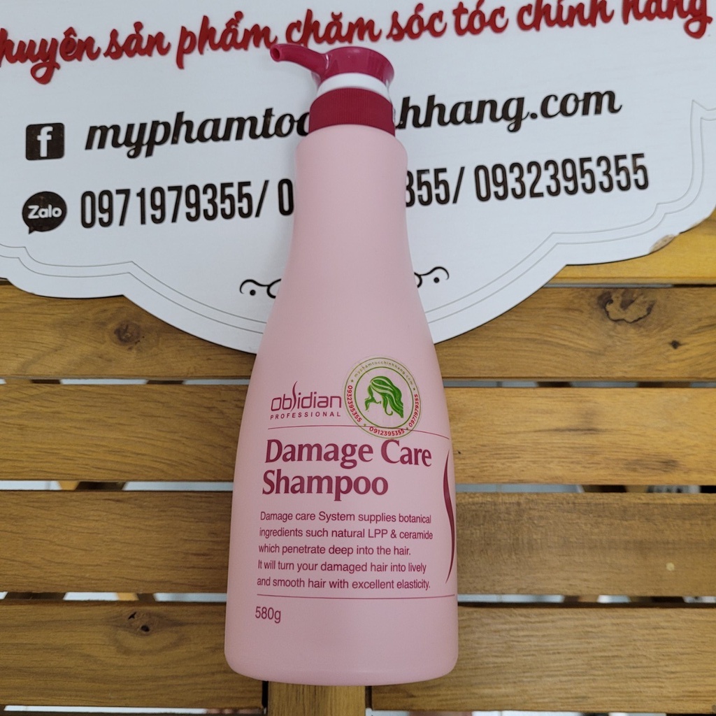 DẦU GỘI XẢ TÁI TẠO TÓC HƯ TỔN DAMAGE CARE OBSIDIAN 580ML*2