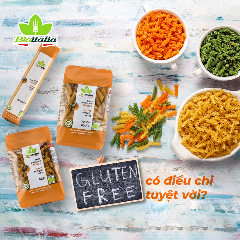 Mì Gluten Free Hữu Cơ BioItalia Multigrain Pasta 340g (Fusilli, Penne, Spaghetti)