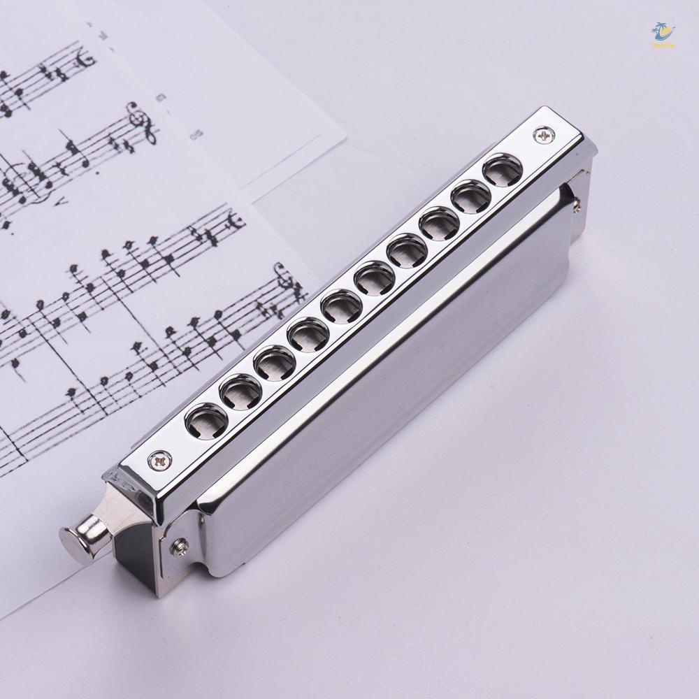 Kèn Harmonica Swan Chromatic 10 Lỗ 40 Tông C Màu Bạc Kèm Hộp Tinh Tế