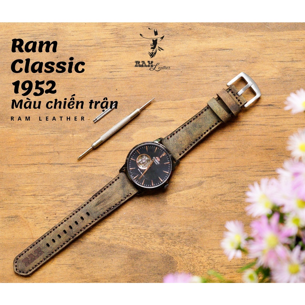 Dây đồng hồ RAM Leather vintage 1952 da bò sáp chiến trận cao cấp