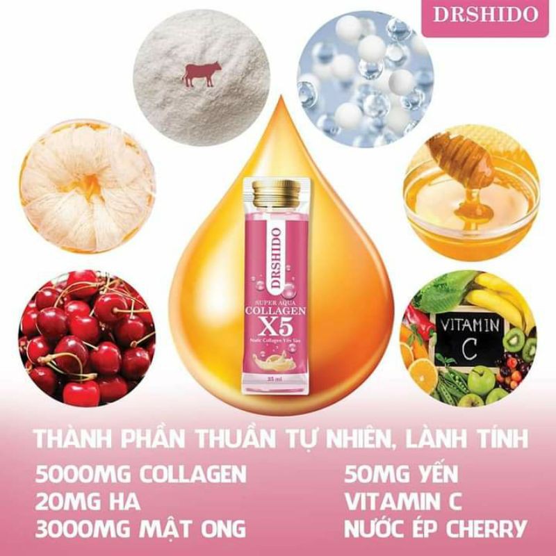 Nước Uống COLLAGEN X5 Đẹp Da Super Aqua Dr Shido (Hộp 14 gói x 25ml)