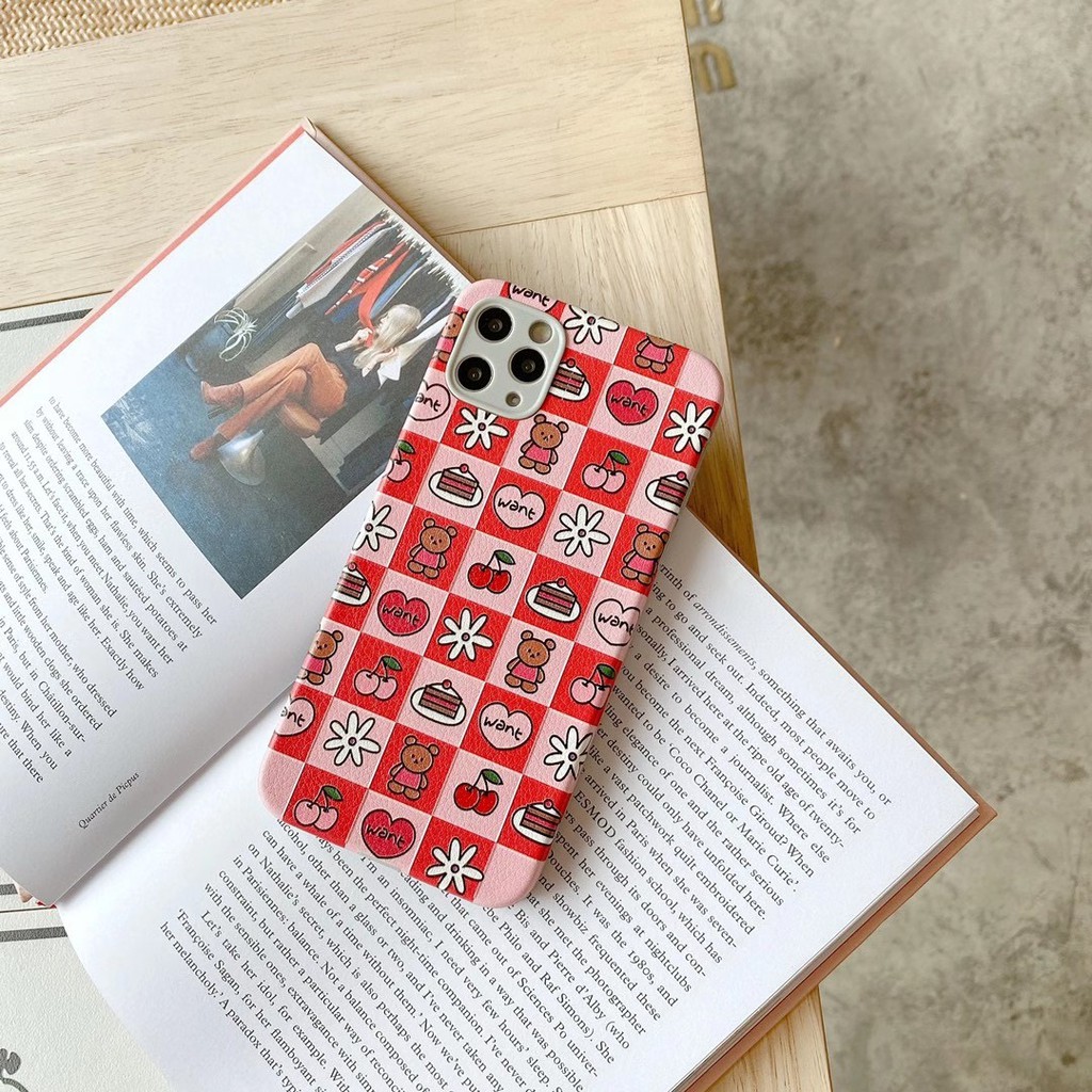 Ốp Điện Thoại In Hình Gấu Và Cherry Đáng Yêu Cho Iphone 7 8 + Ix Xr Xsmax 11 Pro Promax | BigBuy360 - bigbuy360.vn