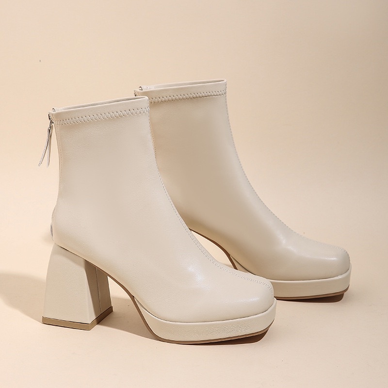 A62 Bốt da mềm gót vuông độn đế 8cm BIG SIZE 40-43