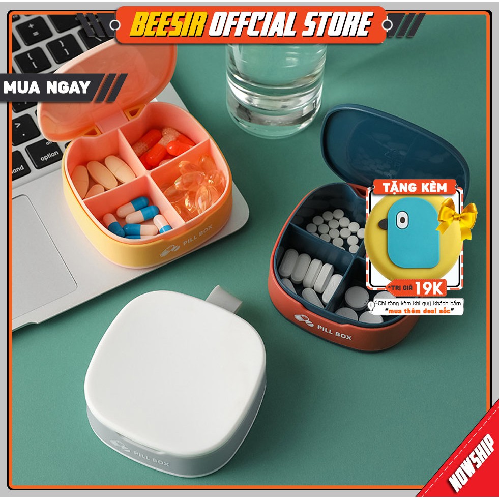 Hộp Đựng Thuốc Mini Tiện Lợi Chia 4 Ngăn BEESIR