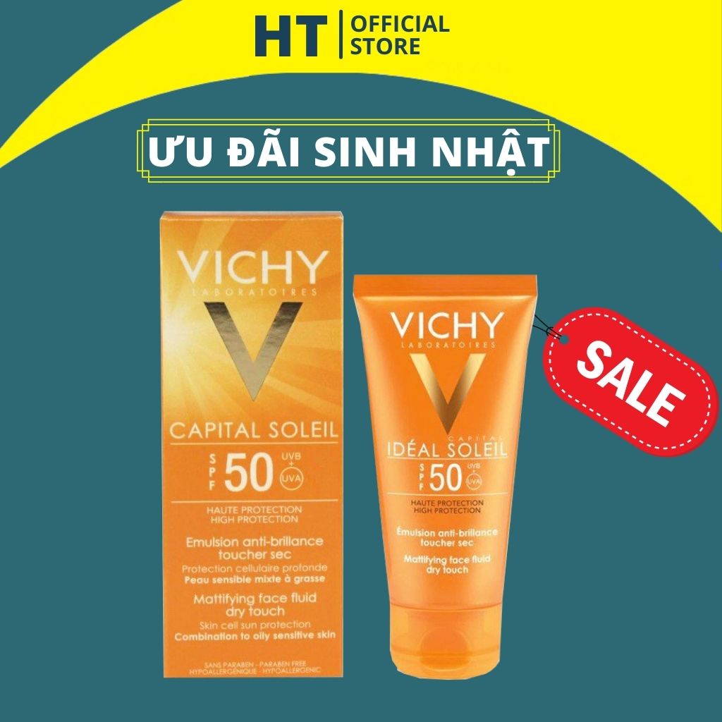 Kem Chống Nắng Vichy SPF 50 Không Nhờn Rít Dành Cho Da Dầu