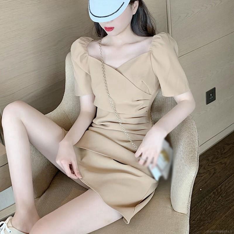 Đầm cổ vuông tay phồng cỡ nhỏ thời trang gợi cảm cho nữ