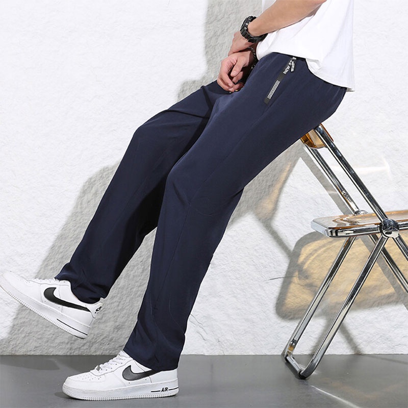 Quần Dài Thể Thao Vải Lụa Lạnh Mỏng Dáng Rộng Thoáng Khí Thời Trang Mùa Hè Cho Nam