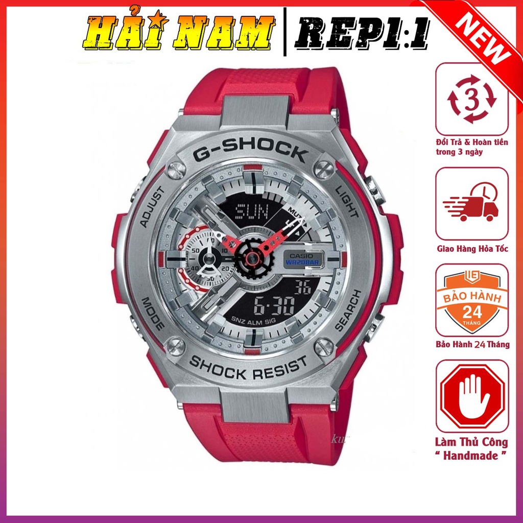 Đồng hồ nam G-Shock.GST-410-4A.Mặt 51mm,viền thép,dây cao su,hiển thị kim điện tử,chống sốc.