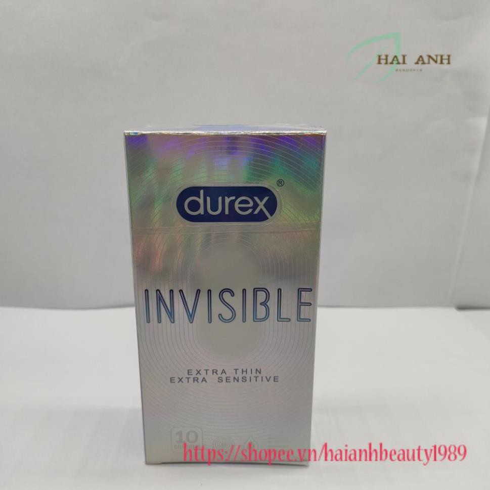 Bao cao su Durex Invisible Extra Thin extra sensitive siêu mỏng siêu mạnh chân thật hương yêu hộp 10c