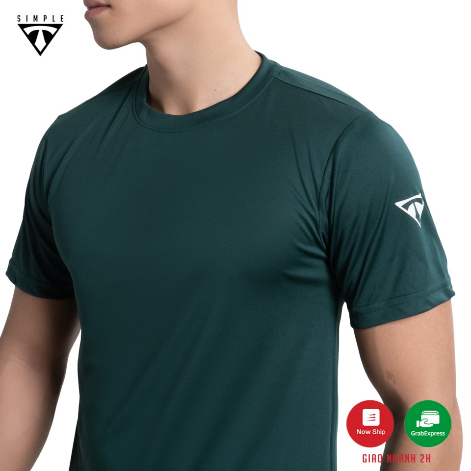 Áo Thể Thao Nam TSIMPLE tập gym ngắn tay vải thun lạnh thoáng mát, co giãn, chuẩn form màu Rêu | BigBuy360 - bigbuy360.vn