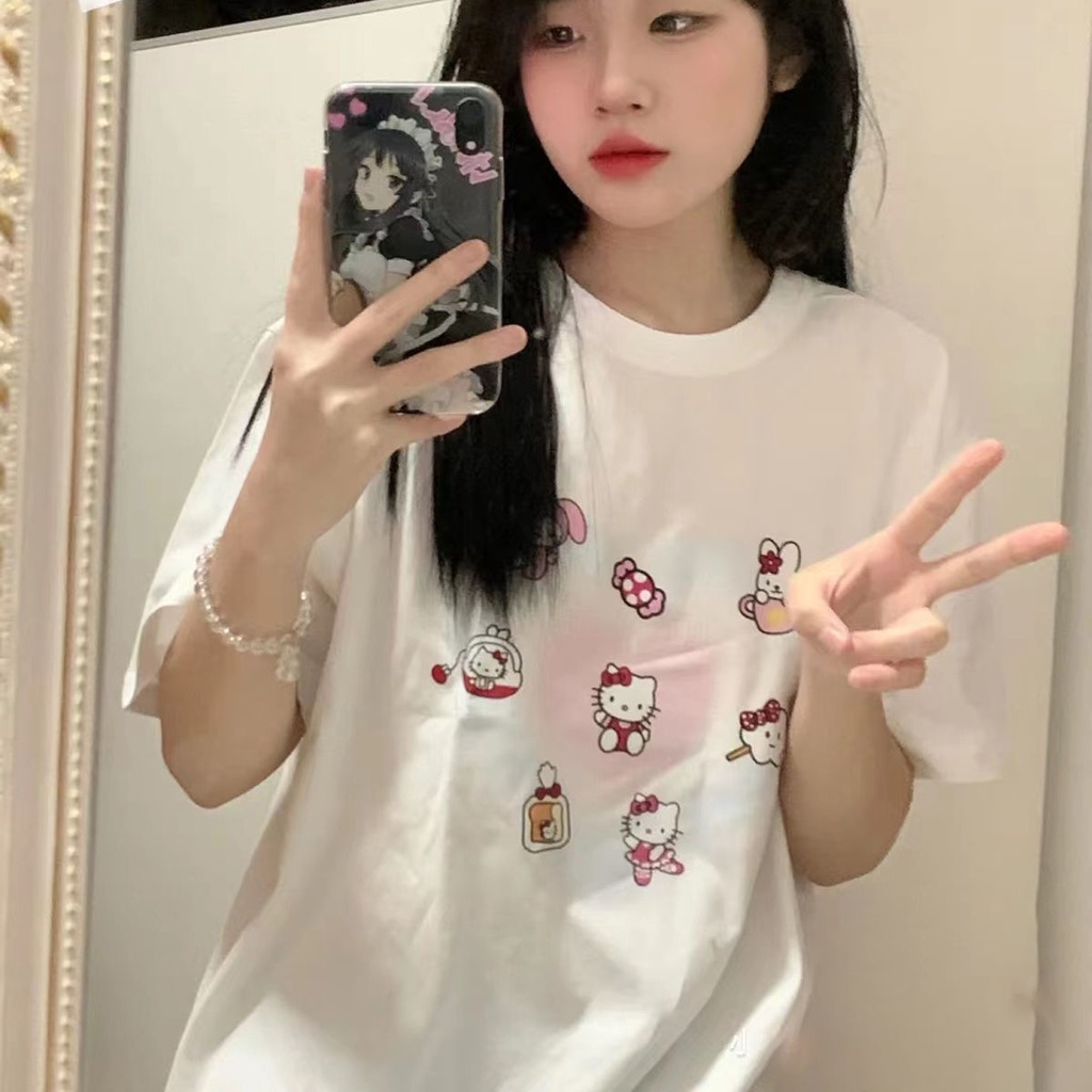Áo Thun Cổ Tròn Họa Tiết Hello Kitty 2022 Mới100% Can't 2022