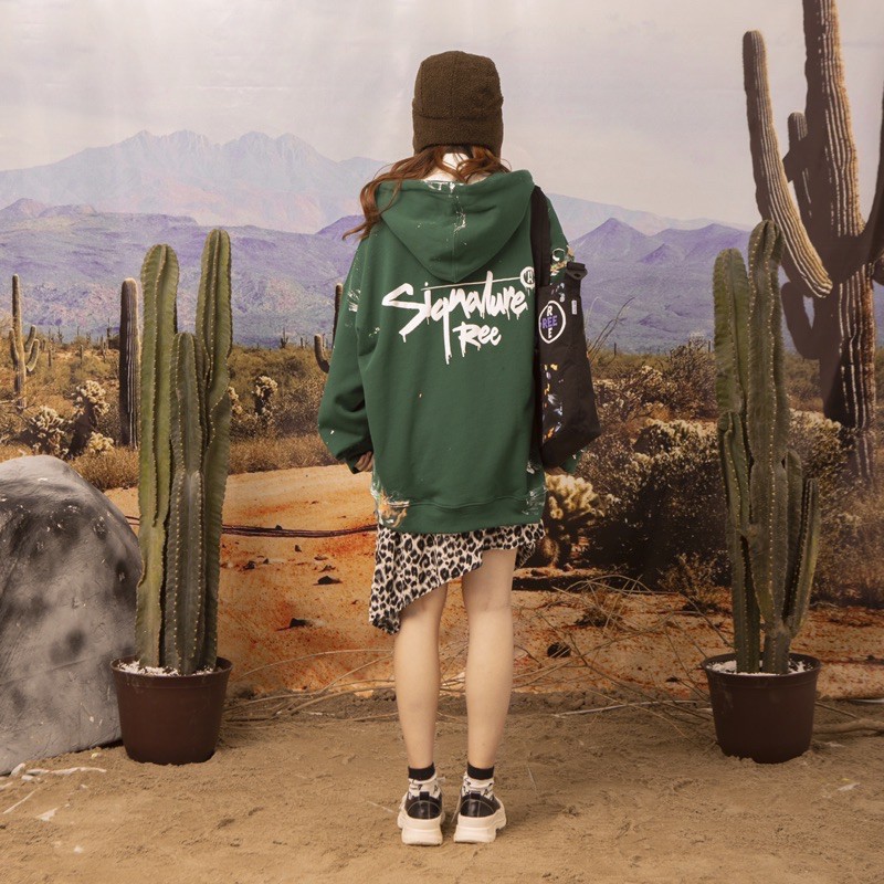 ÁO HOODIE ZIP VẨY SƠN THỦ CÔNG MÀU XANH ĐẬM BY REE | BigBuy360 - bigbuy360.vn