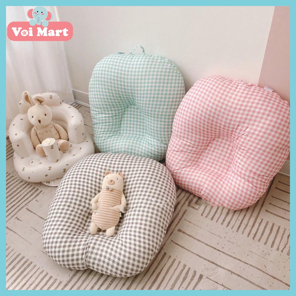 Gối Chống Trào Ngược Dạ Dày Cho Bé Vỏ Gối Cotton Cao Cấp Made In Việt Nam Họa Tiết Caro Sang Chảnh