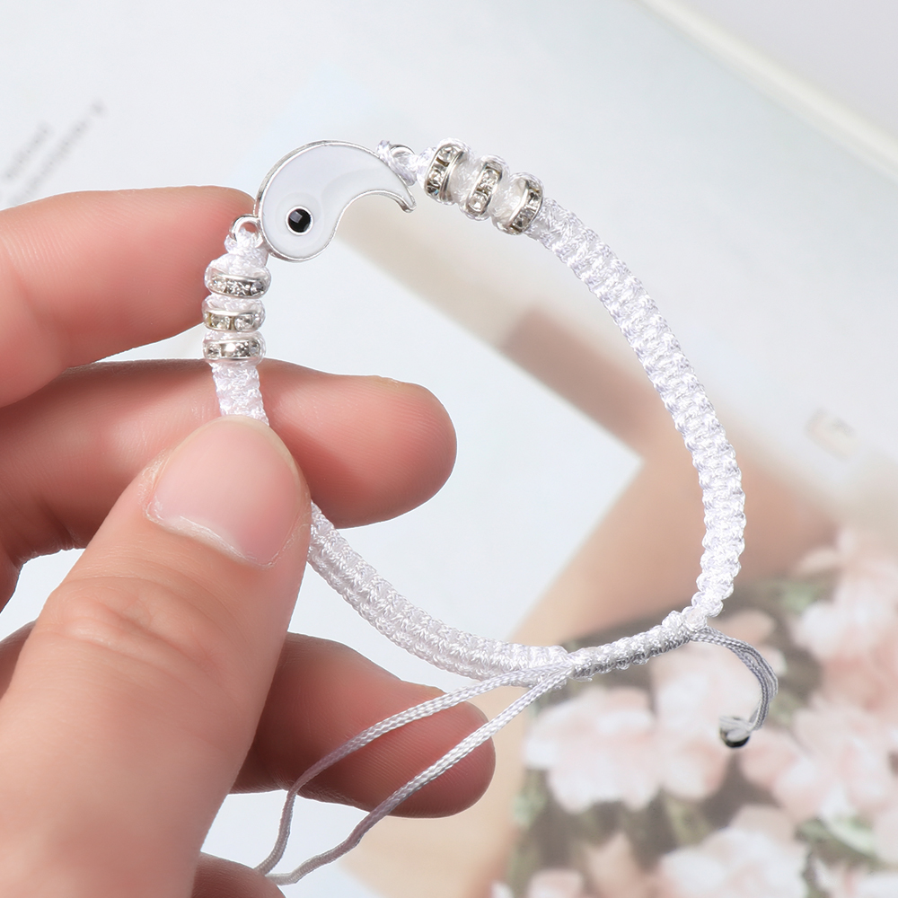 Vòng tay bện dây gắn mặt Yin Yang thời trang cho cặp đôi