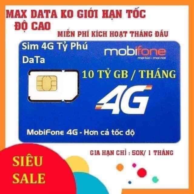 Sim Bùm mobilefone vào mạng thả ga 1 tỷ G/1 tháng