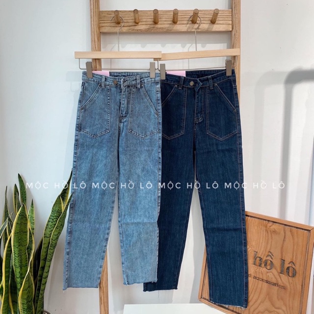 Quần jeans cạp cao ống đứng - mã 3529 hàng QC