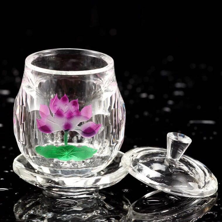 Chén Pha Lê Hoa Sen Đế Tròn Nhỏ (Có Nắp)