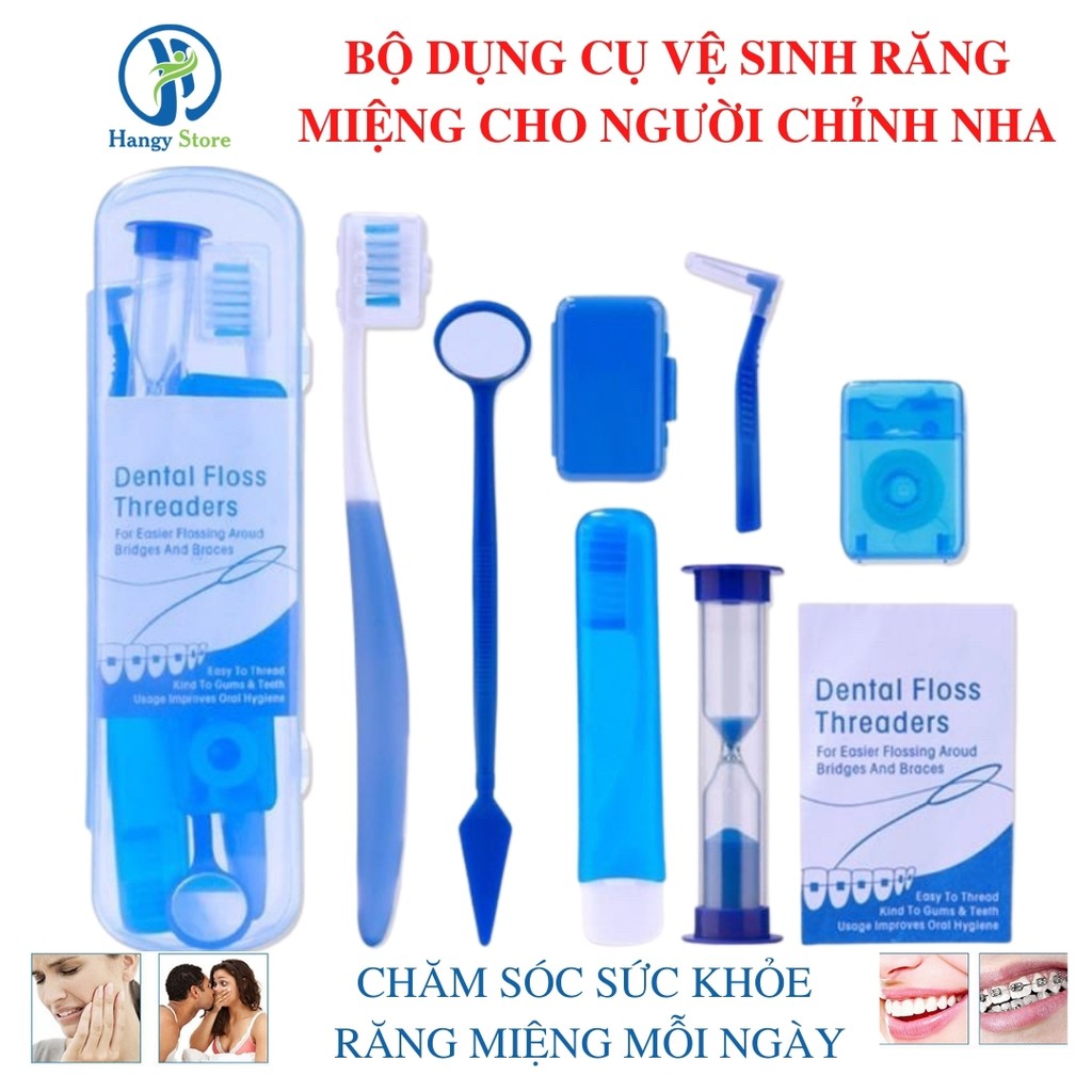 Bộ dụng cụ vệ sinh răng miệng 8 món h2ofloss nhập khẩu HANGY