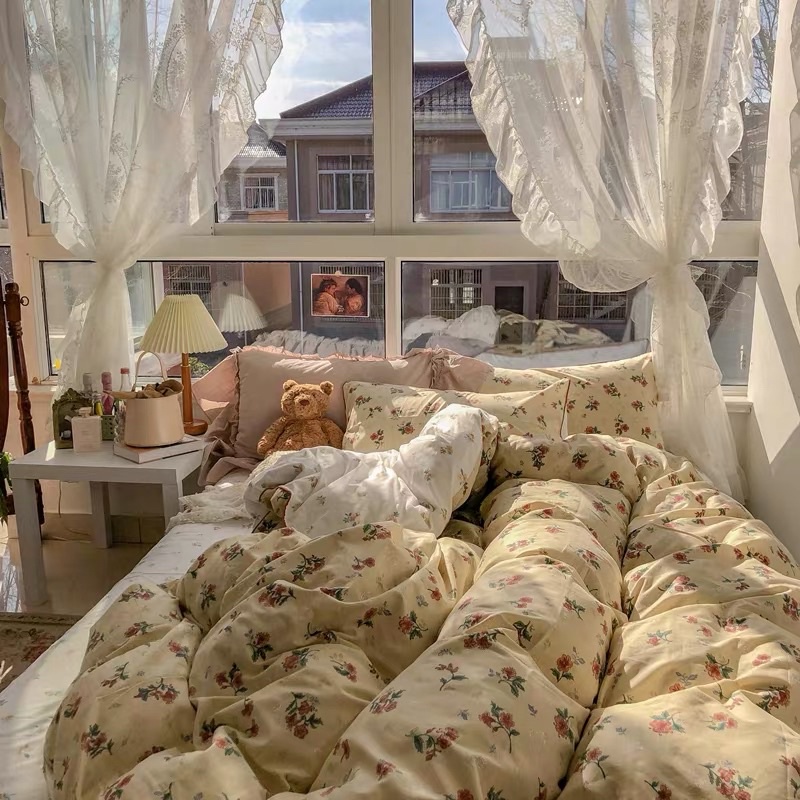 Shinbedding_ 10 Set Cotton Living 100% Cotton Hoa Nhí Xinh Xắn Chất Liệu Mềm Mát