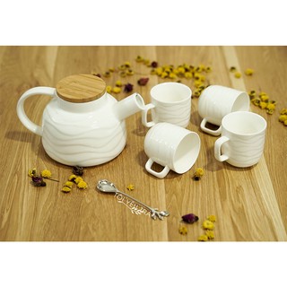 Bộ Ấm Trà Sứ Trắng Phong Cách Nhật Bản