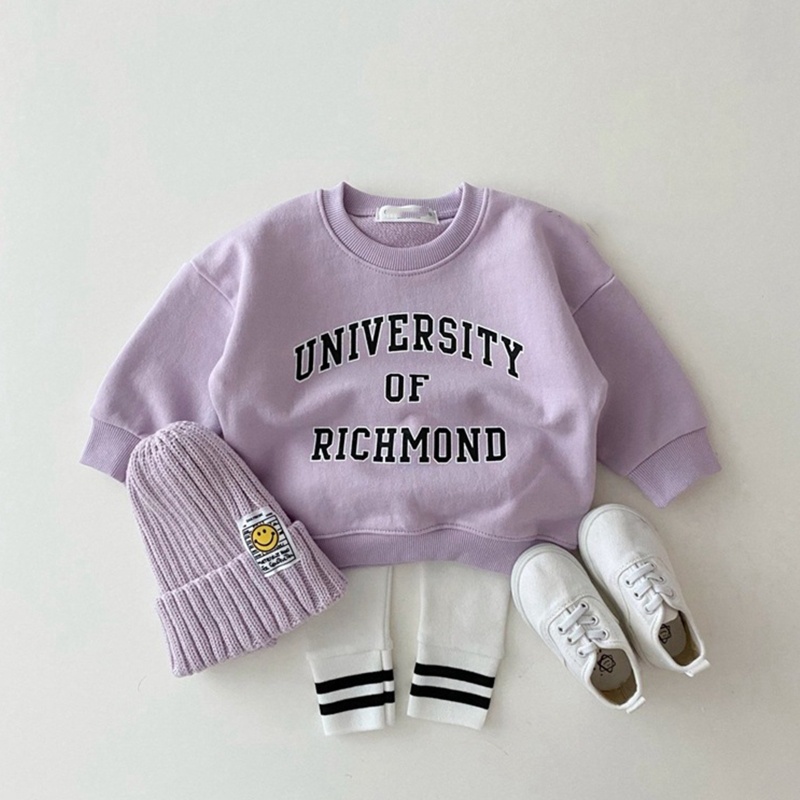 Áo Thun Nỉ Tay Dài In Chữ Dễ Thương Thời Trang Mùa Thu Cho Bé