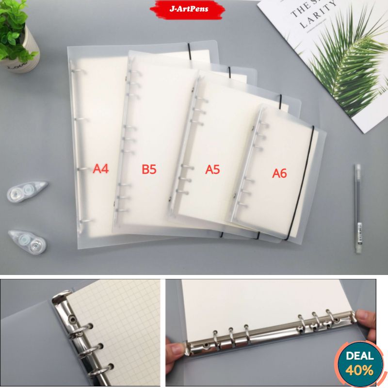 Bìa Sổ Còng A6 A5 B5 A4 4 6 9 Lỗ Binder Bìa CỨNG Kèm Giấy Refill Ghi Chép Take Note Bullet & Journal Planner