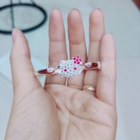 Vòng tay bạc Vòng kiềng tay mặt mèo Hello Kitty cho bé Van jewelry V10666