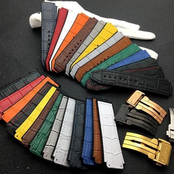 Dây đồng hồ da, Dây đồng hồ hublot, Da cá sấu, Da thật Đệm cao su thiên nhiên êm ái - donghokinhmat168