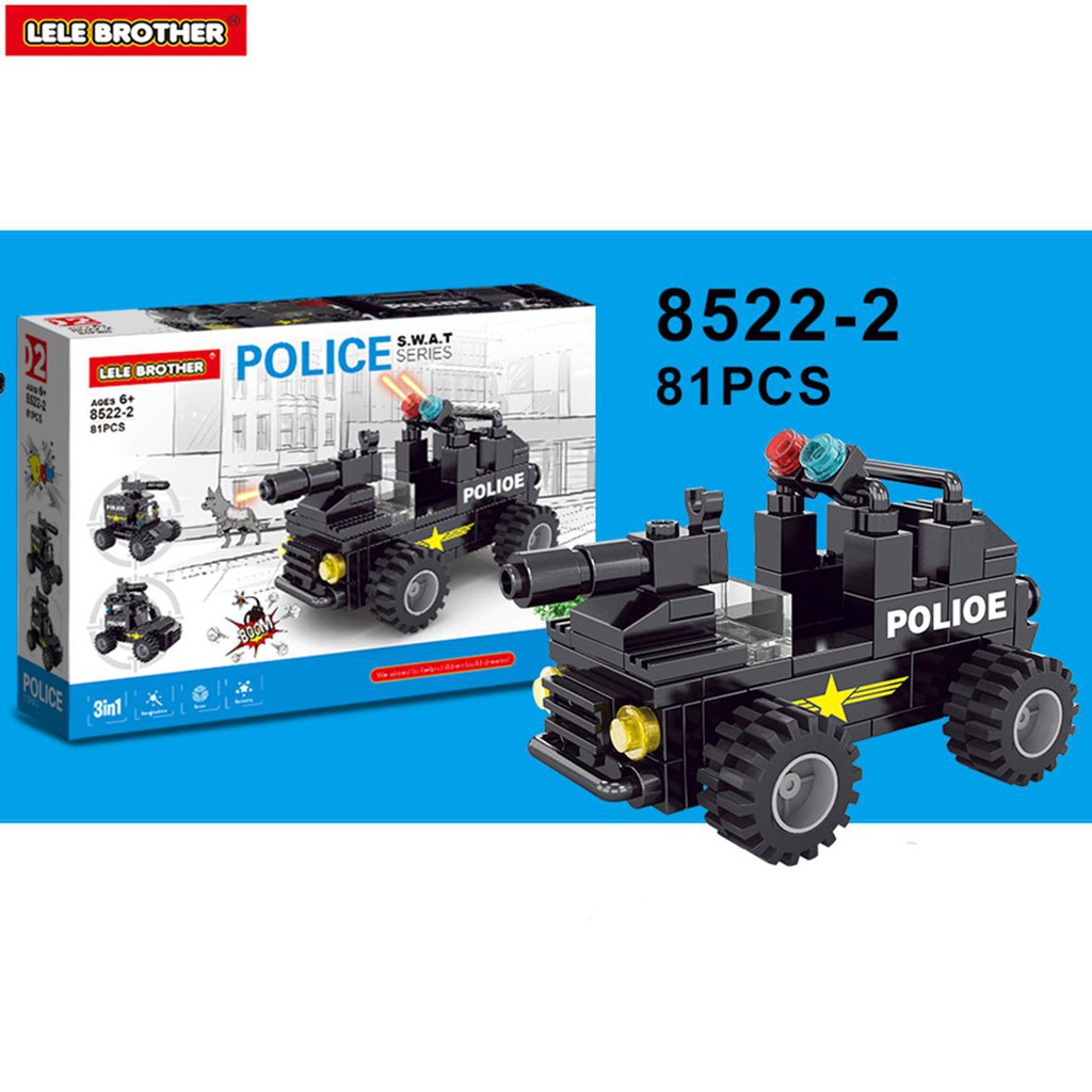 Bộ lắp ráp Biệt đội S.W.A.T - Xe truy kích - Lele Brother - Police 8522-2 LL2.11