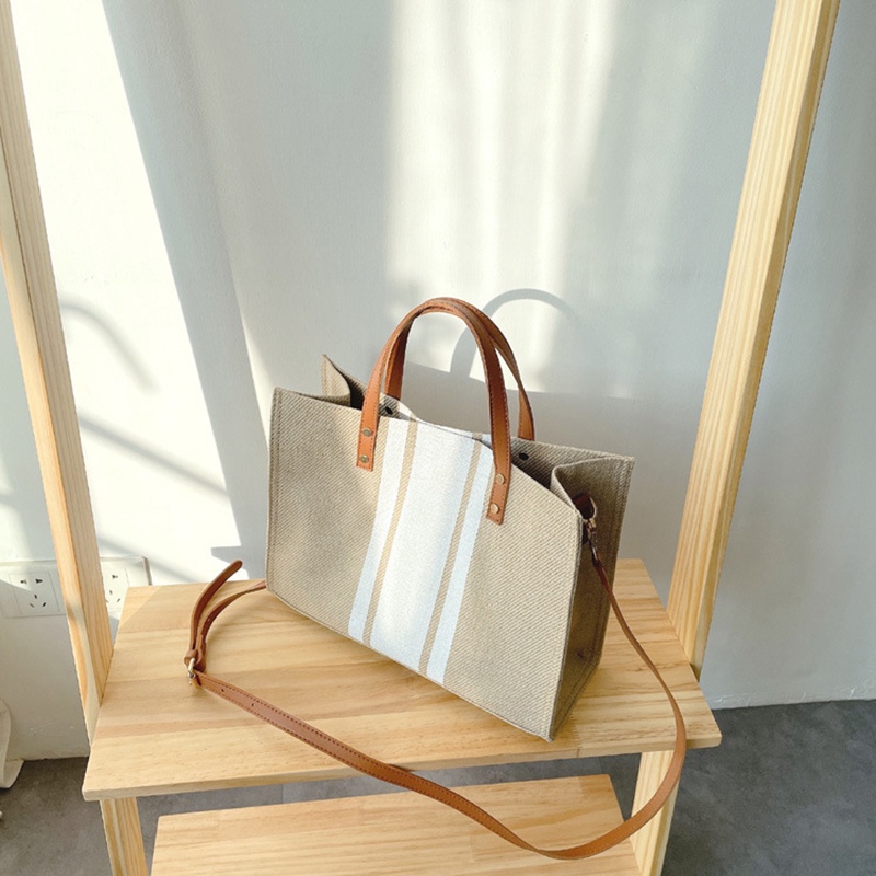 Túi canvas IELGY họa tiết sọc phong cách Hàn Quốc sức chứa lớn cho phụ nữ đi dạo phố đi làm