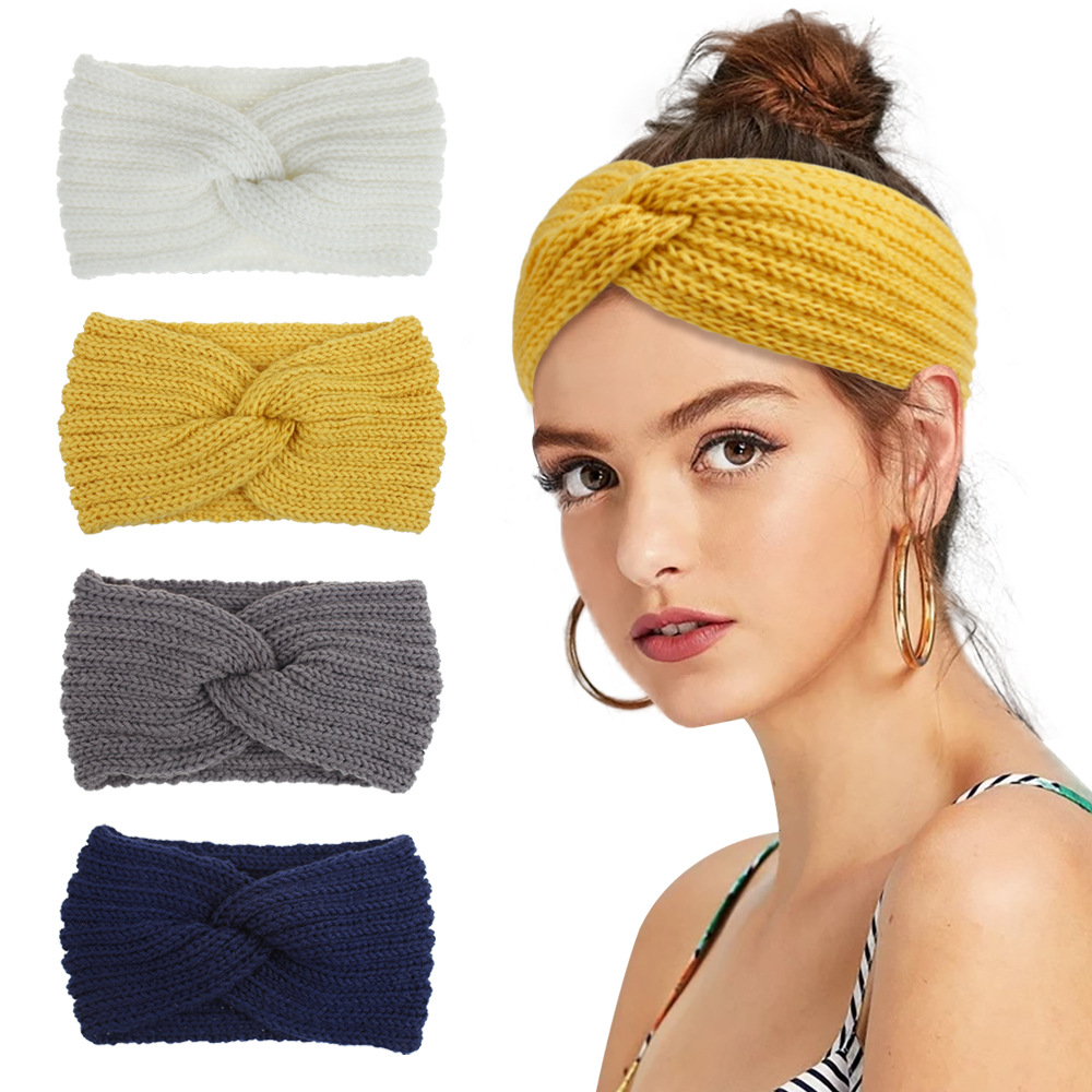 Băng đeo đầu bằng len đan thời trang thu đông cho nữ
