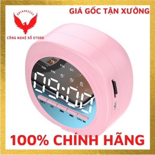 (Hàng có sẵn) [Mẫu Mới Nhất 2020]Loa Bluetooth Q12 Đài FM Tích Hợp Đồng Hồ Báo Đài FM Màn Hình Tráng Gương