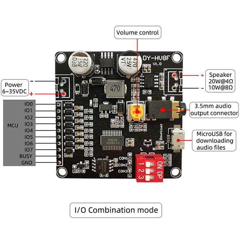 1 Mô Đun Khuếch Đại Âm Thanh 10W / 20W 12V / 24V MP3 Giắc Cắm 3.5mm Chuyên Dụng Cho Arduino